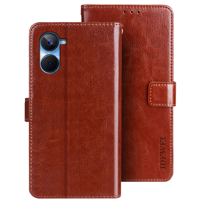 IDEWEI For Realme 10s 5G Drop-proof PU Leather Flip Phone Cover Protective Case Stand Feature Crazy Horse Texture Wallet Shell IDEWEI For Realme 10s 5G Drop-proof PU Leather Flip Phone Cover Protective Case Stand Feature Crazy Horse Texture Wallet Shell